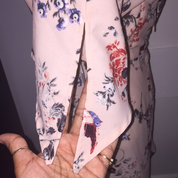 Blush Peach Floral Dress Sz M - Picture 5 of 7